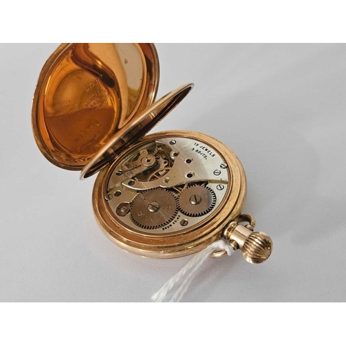 667 - GOOD GILT HALF HUNTER GENTS POCKET WATCH WITH SECONDS DIAL - W/O