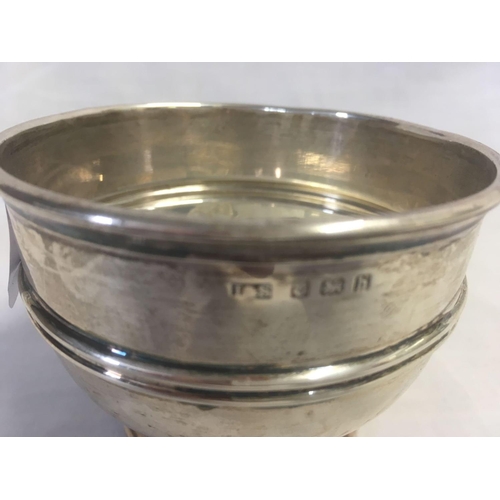 735 - SILVER CIRCULAR SUGAR BOWL, B'HAM 1907, 81g