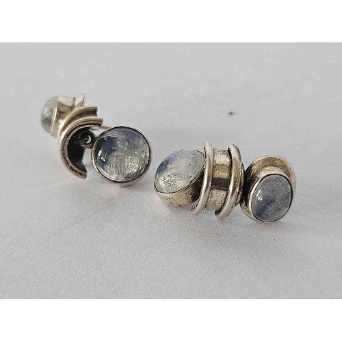 752 - 2 PAIRS OF SILVER & MOONSTONE EARRINGS