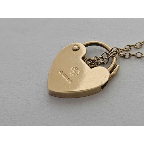 759 - 9ct ENGRAVED HEART SHAPED PADLOCK CLASP, 1.6g