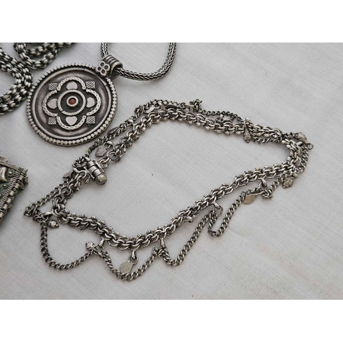 767 - EASTERN SILVER NECKLACES & BRACELETS, 230g