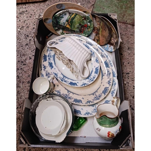 77 - 4 CARTONS OF MISC BLUE & WHITE CHINA, MEAT PLATES, JUGS & OTHER CHINAWARE