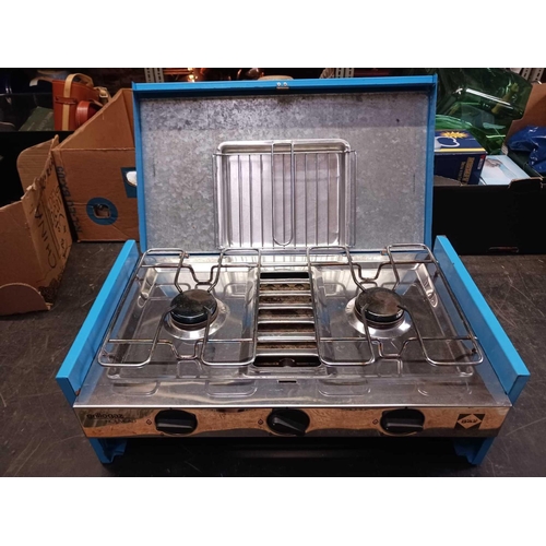 85 - GRILLOGAZ DOUBLE BURNER & GRILL CAMPING STOVE