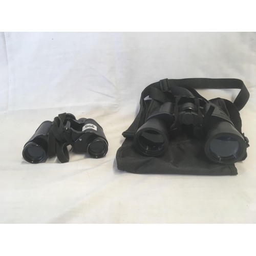 966 - PAIR OF OPTOMAX 8 X 30 BINOCULARS & A PAIR OF 10 X 50 IN SOFT CASE