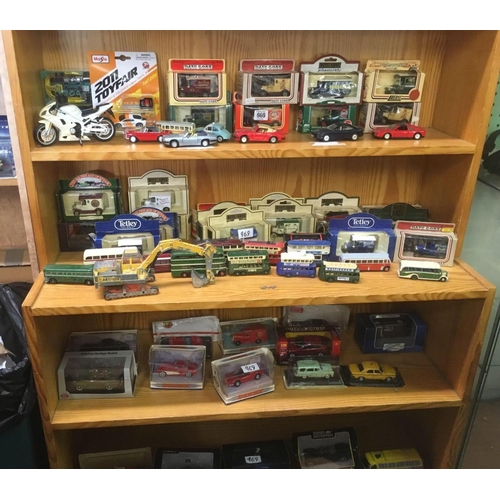 969 - 4 SHELVES OF BOXED & UNBOXED MODEL CARS BY DAYS GONE BY, TETLEY, DINKY, NOREV & OTHERS INCL; METAL D... 