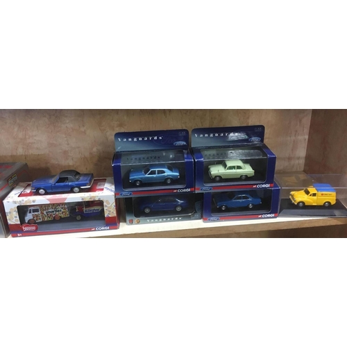 970 - 3 SHELVES OF MAINLY BOXED MODEL CARS BY BURAGO, CORGI, MAISTO, DIECAST MODELS BY MOTOR MAX & OTHERS