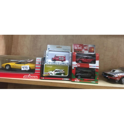 972 - CORGI EDITION OF THE BUSES OF COVENTRY, AN AEC BUS, A BEDFORD OB COACH IN BOX, A MAISTO DIECAST COLL... 