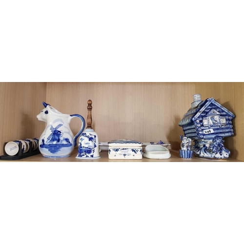 249 - QTY OF BLUE & WHITE CHINAWARE INCL; BELL WATER JUG, VASES ETC