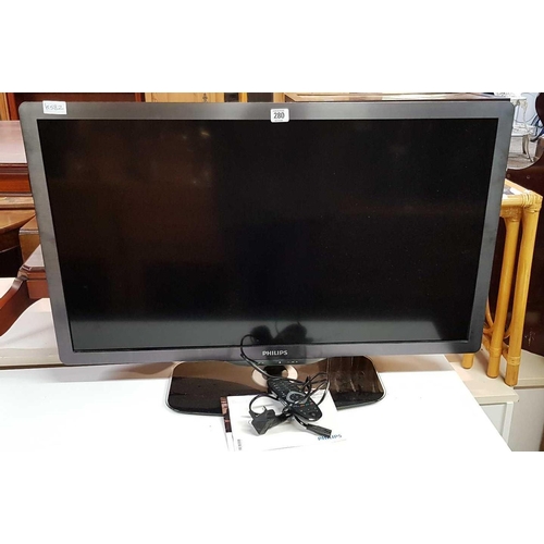 280 - PHILIPS 37'' TV & PHILIPS DVD PLAYER WITH REMOTES & BOOKLETS