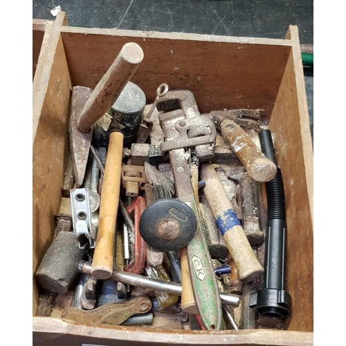 75 - 2 WOODEN DRAWERS, MISC OLD HAND TOOLS