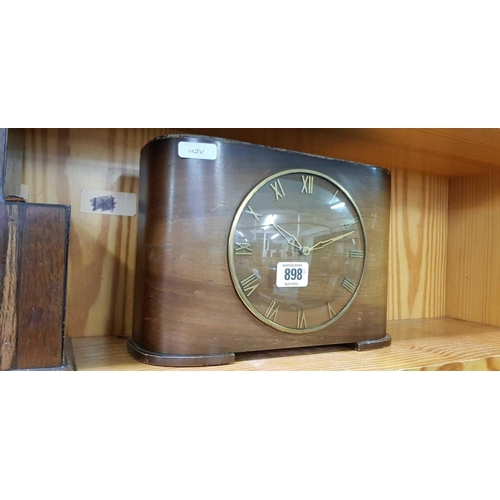 898 - 2 WOOD FRAMED MANTEL PIECE CLOCKS