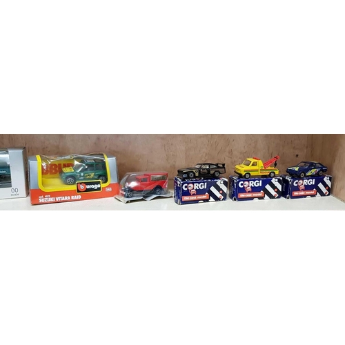 902 - 2 SHELVES OF BOXED MODEL CARS & A CARTON OF LOOSE CARS Y EFE PRO MOTORS & CORGI