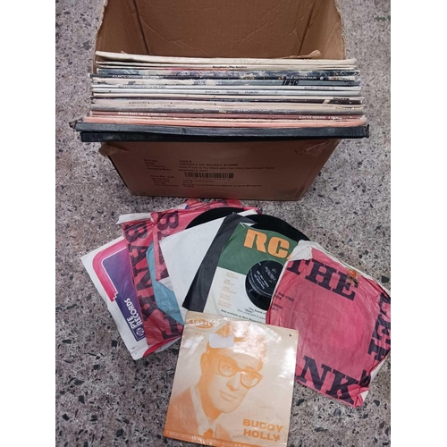 28 - CARTON WITH QTY OF LP RECORDS INCL; REVOLVER, DAVID BOWIE, ROD STEWART, PAUL MCCARTNEY, HAWK WIND & ... 