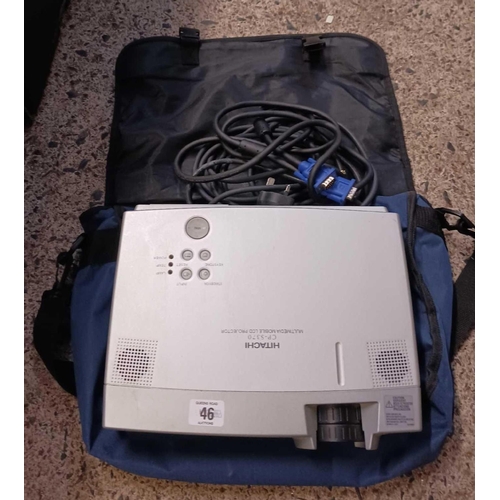 46 - HITACHI LCD PROJECTOR WITH BAG & LEADS