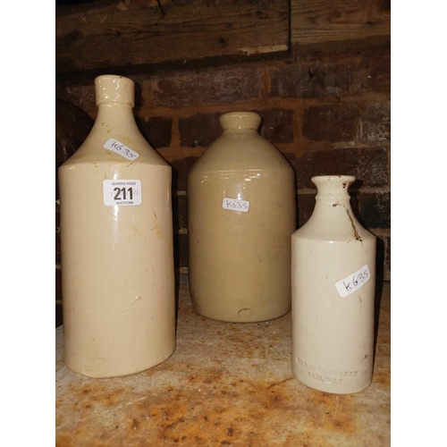 211 - 3 STONEWARE INK JARS