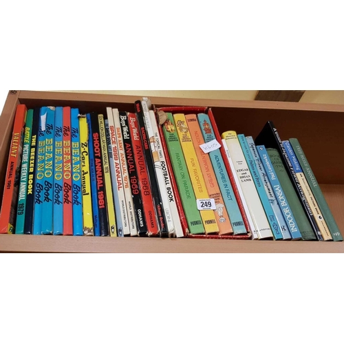 249 - 3 SHELVES OF HARDBACK BOOKS INCL; CHILDREN'S ANNUALS