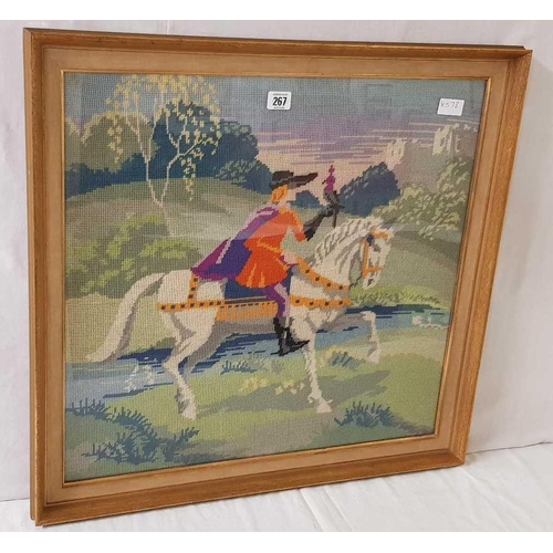 267 - F/G TAPESTRY OF A MUSKETEER ON A HORSE