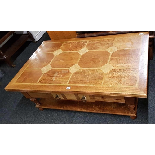 269 - MODERN OAK 2 TIER COFFEE TABLE WITH DRAWERS, 51'' LONG X 32'' ACROSS X 15'' HIGH