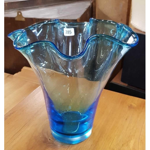 285 - BLUE GLASS PETAL VASE