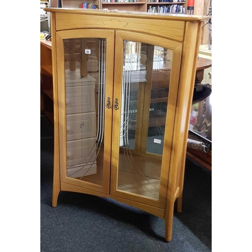 301 - LIGHT WOOD GLAZED DISPLAY MIRROR BACK CABINET