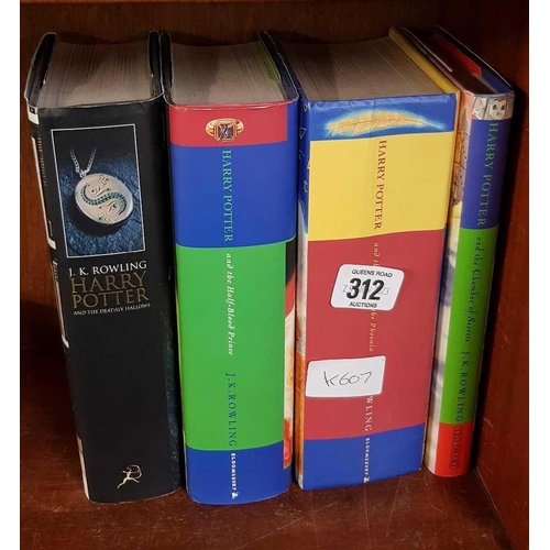 312 - 4 HARRY POTTER BOOKS, THE ORDER OF THE PHOENIX IS A FIRST EDITION