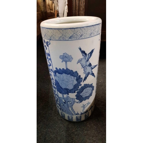 338 - BLUE & WHITE CHINA STICK STAND