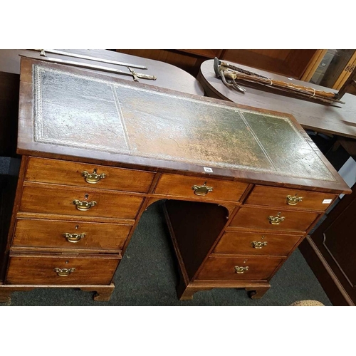 343 - LEATHER TOP MAHOGANY KNEEHOLE DESK