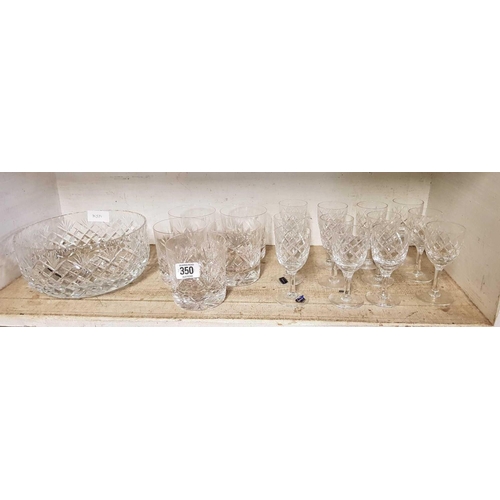 350 - SHELF OF CRYSTAL GLASSES