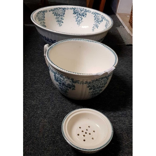 351 - WEDGWOOD WASH BASIN, CHAMBER POT & SHAVING DISH