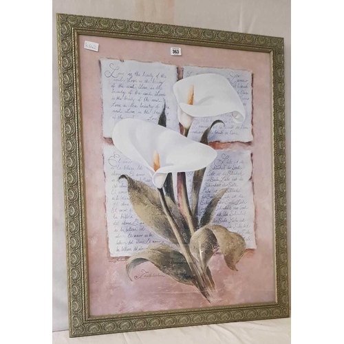 363 - LARGE F/G PICTURE OF LILIES WITH MESSAGE