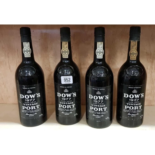 952 - 4 BOTTLES OF DOWS 1977 SILVER JUBILEE VINTAGE PORT