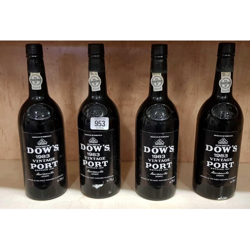 953 - 4 BOTTLES OF DOWS 1983 VINTAGE PORT