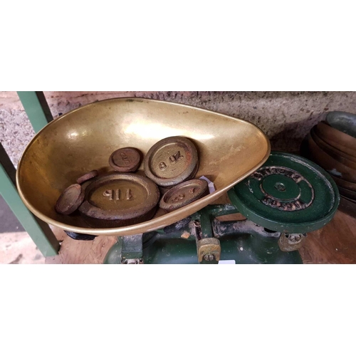 8 - SMALL SET OF VICTOR WEIGHT SCALES WITH WEIGHTS