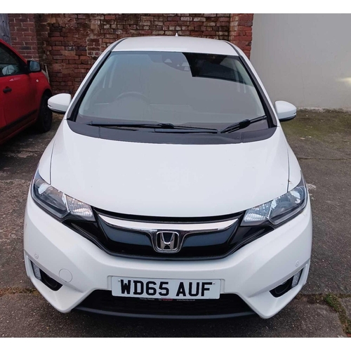 1 - WHITE HONDA JAZZ EX I-VTEC, REG : WD65 AUF, 5 DOOR HATCHBACK, PETROL, 2 KEYS, MILEAGE 6884, LOG BOOK... 