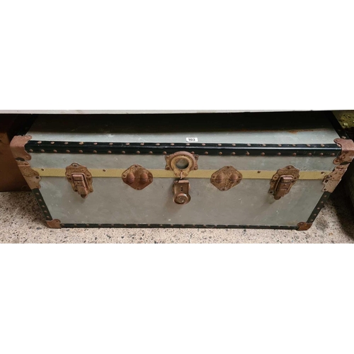 103 - METAL TRAVEL TRUNK