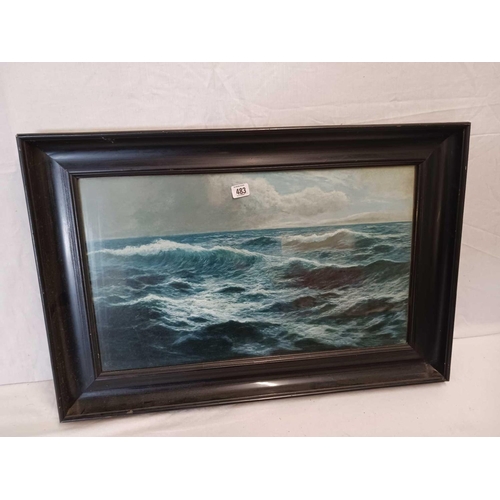 483 - 2 F/G PRINTS, 1 OF A SAILING SHIP & THE OTHER OF A SEA SCENE