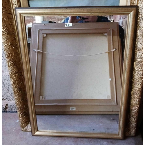 70 - 3 GILT FRAMED OIL ON BOARD PICTURES & A MIRROR