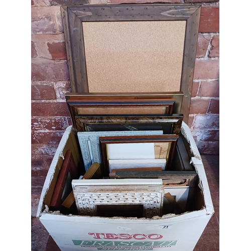 71 - CARTON OF FRAMED GLASS PICTURE FRAMES & 2 CORK BOARDS