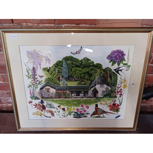 73 - QTY OF F/G PICTURES INCL; WATERCOLOUR OF WHITCOMBE COTTAGE, KENN BY ANGELA BROWN & MAPS OF KENT