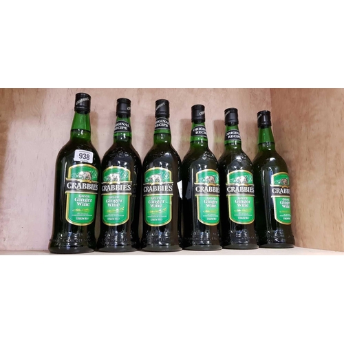 938 - 6 BOTTLES OF CRABBIES GREEN GINGER WINE