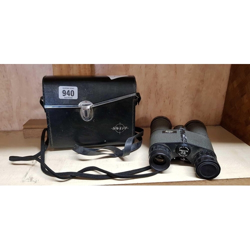 940 - PAIR OF SWIFT 7 X 35 BINOCULARS WITH CASE