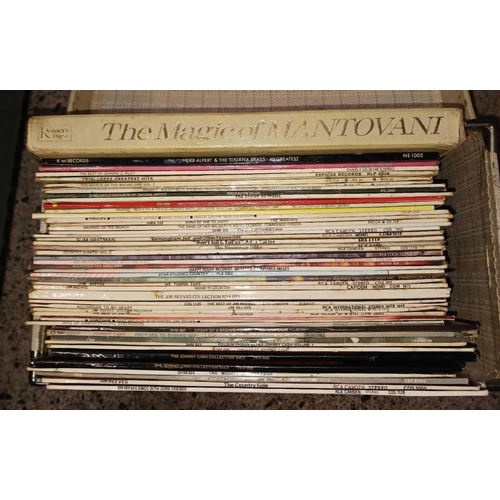 96 - 2 CARRY CASES WITH MISC LP'S, MAMAS & PAPA'S, LONNIE DONEGAN, DOLLY PARTON, ELVIS, JOHNNY CASH