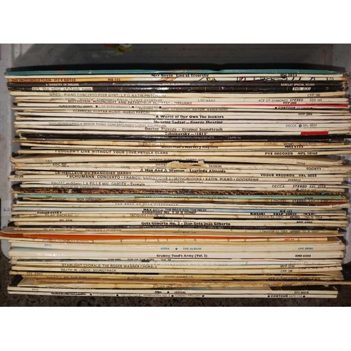 97 - 1 CARRY CASE & 1 CRATE OF MISC LP'S INCL; CREAM, MIKE & THE MECHANICS, DYLAN, ABBA, BUDDY HOLLY