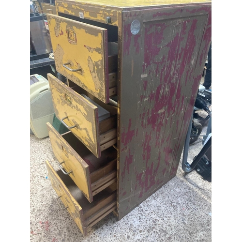 124 - 4 DRAWER WOODEN FILING CABINET IN A/F PAINTED CONDITION