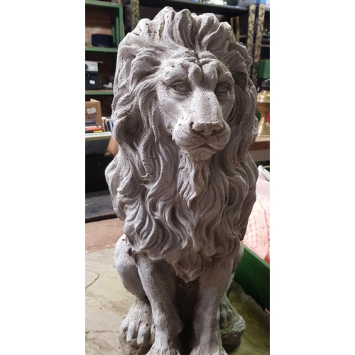 129 - 2 RESIN LION GARDEN FEATURES