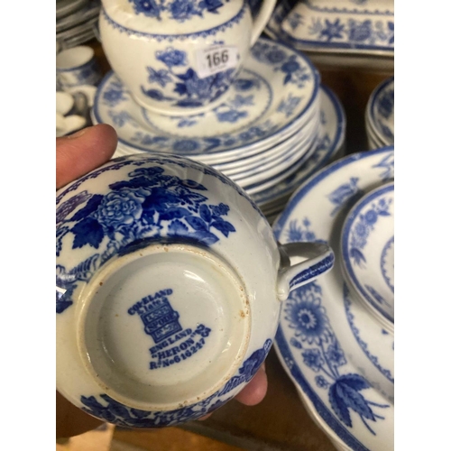 166 - SHELF OF COPELAND SPODE HERON PATTERNED BLUE & WHITE CHINA