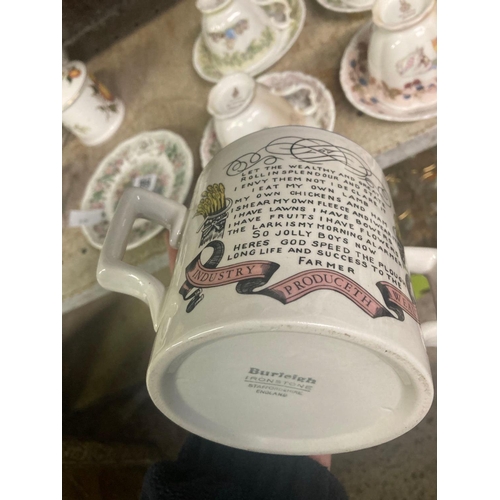 199 - SHELF WITH MISC PORTMEIRION DISHES & A QTY OF ROYAL DOULTON CUPS & SAUCERS FROM THE BRAMLEY HEDGE GI... 