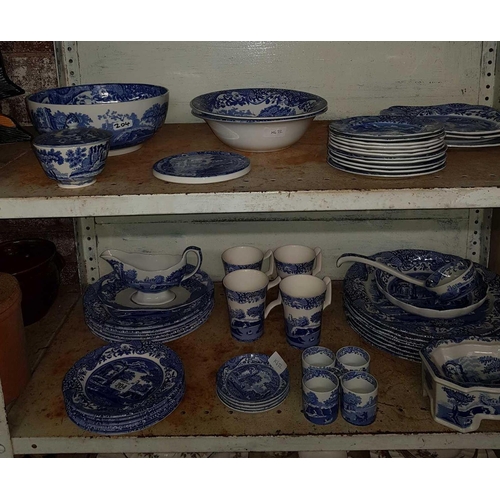 204 - 2 SHELVES OF COPELAND SPODE & SPODE ITALIAN BLUE & WHITE CHINA