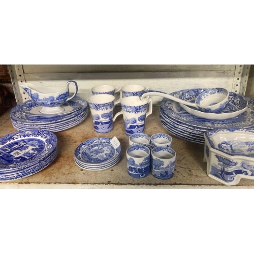 204 - 2 SHELVES OF COPELAND SPODE & SPODE ITALIAN BLUE & WHITE CHINA