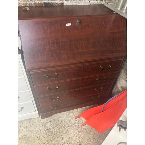 205 - WHITE CHEST OF 5 DRAWERS 3 LONG & 2 SHORT & A REDWOOD BUREAU